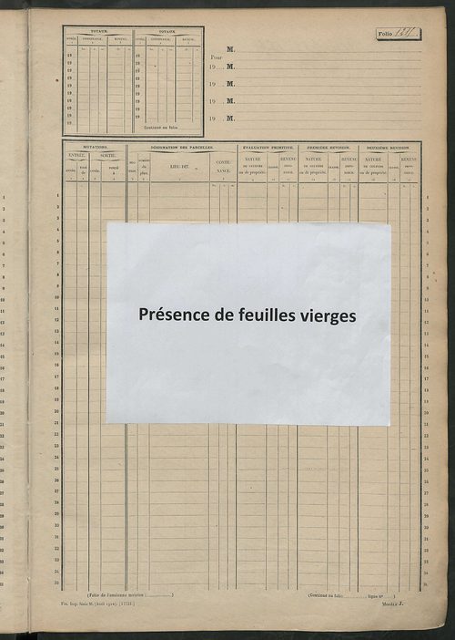 Matrice des propriétés non bâties, fol. 1201 à 1800.