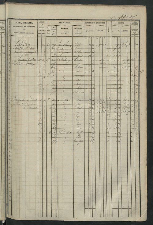 Matrice des propriétés foncières, fol. 601 à 1240.