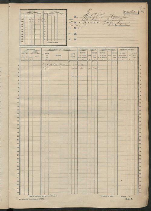 Matrice des propriétés non bâties, fol. 1201 à 1800.