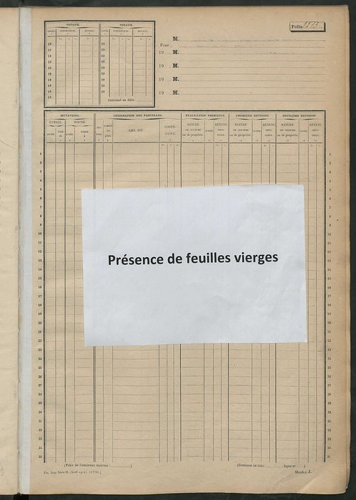 Matrice des propriétés non bâties, fol. 1201 à 1800.