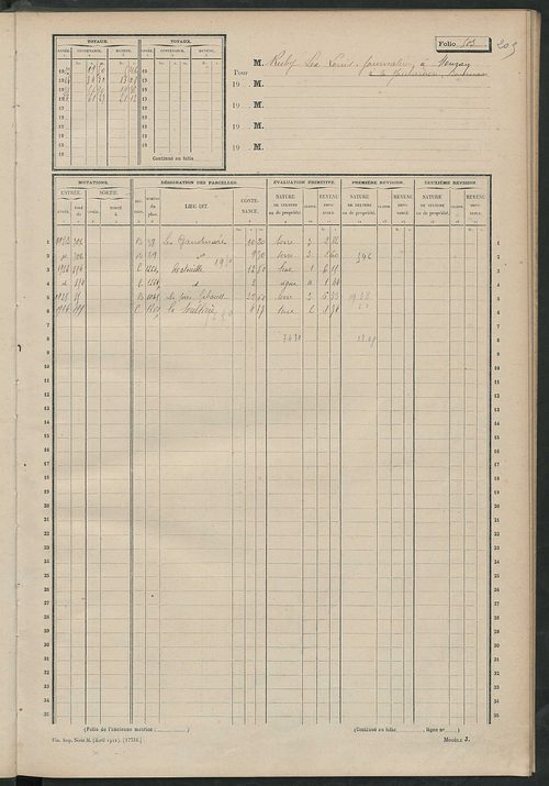 Matrice des propriétés non bâties, fol. 493 à 586.