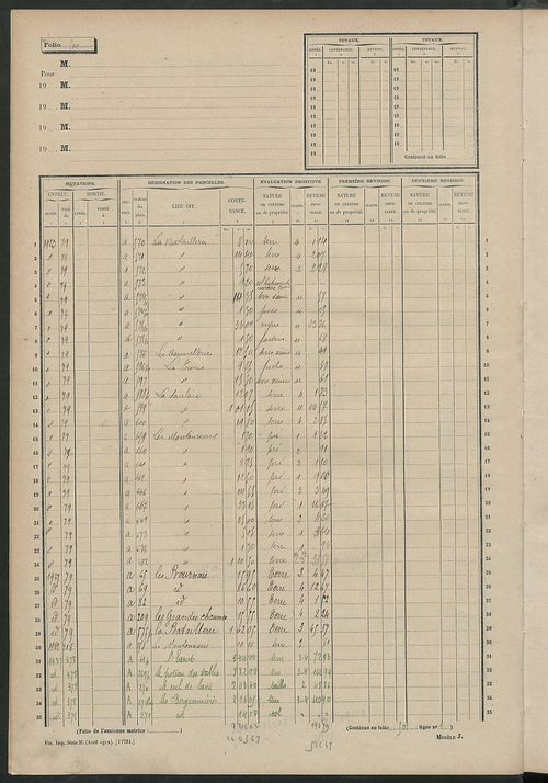 Matrice des propriétés non bâties, fol. 493 à 586.