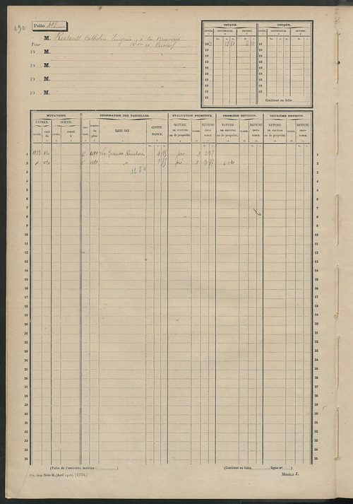 Matrice des propriétés non bâties, fol. 493 à 586.