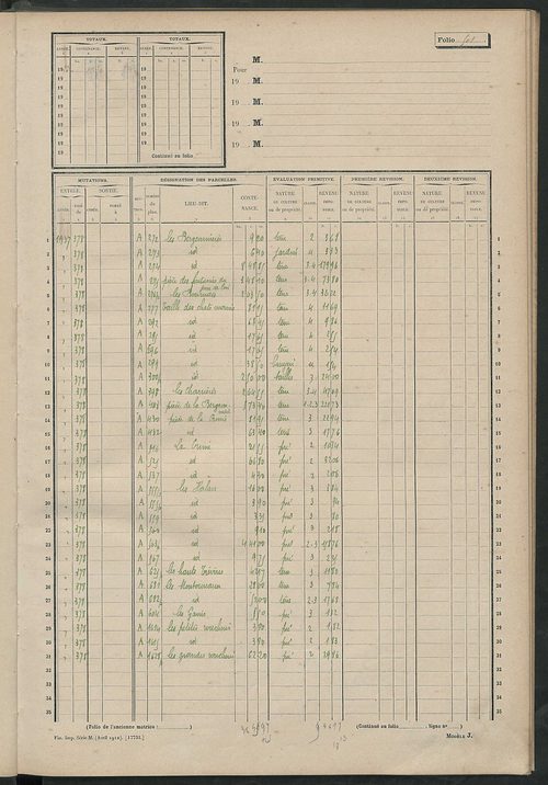Matrice des propriétés non bâties, fol. 493 à 586.