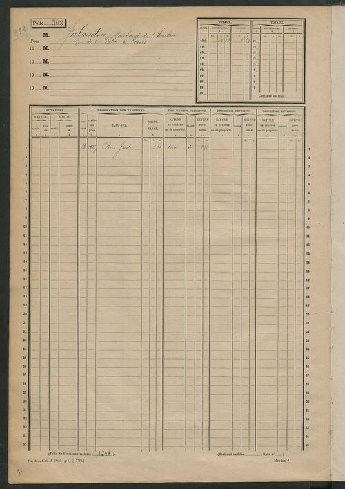 Matrice des propriétés non bâties, fol. 501 à 1102.