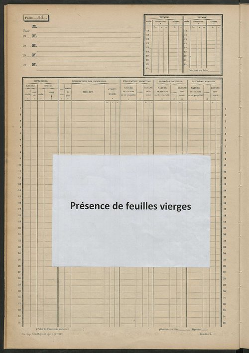 Matrice des propriétés non bâties, fol. 1103 à 1247.