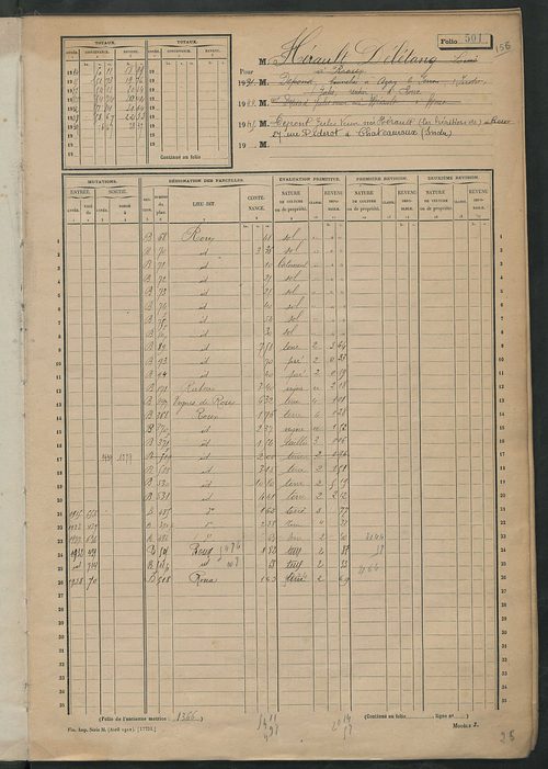 Matrice des propriétés non bâties, fol. 501 à 1102.