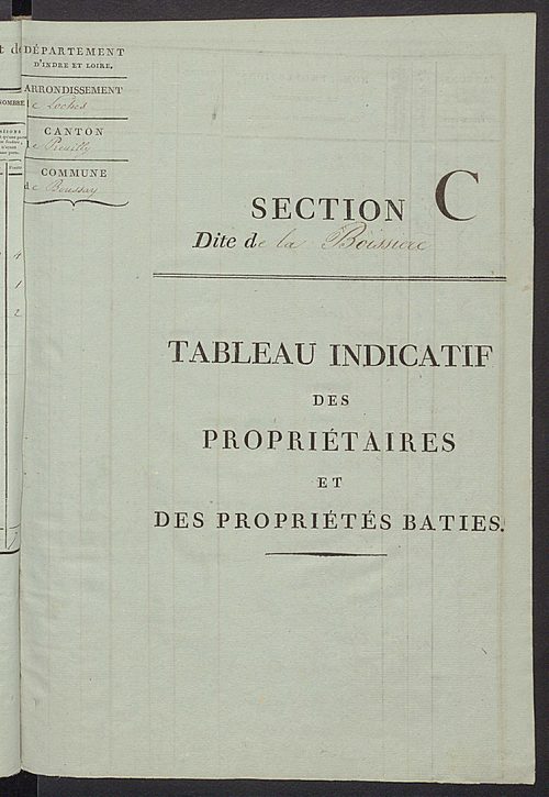 Tableau indicatif des propriétaires et des propriétés bâties.