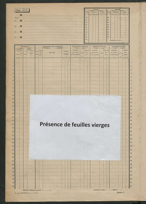 Matrice des propriétés non bâties, fol. 501 à 1102.