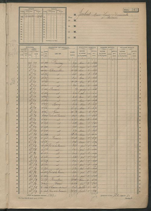 Matrice des propriétés non bâties, fol. 501 à 1102.