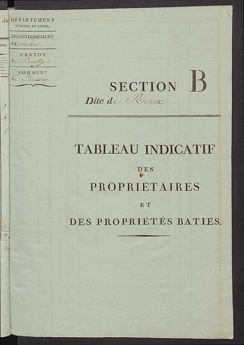 Tableau indicatif des propriétaires et des propriétés bâties.