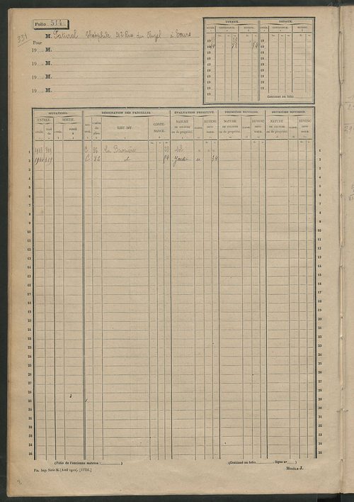 Matrice des propriétés non bâties, fol. 501 à 1102.