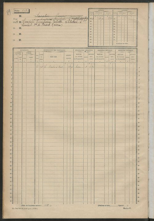 Matrice des propriétés non bâties, fol. 501 à 724.