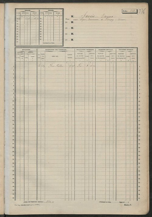 Matrice des propriétés non bâties, fol. 501 à 724.