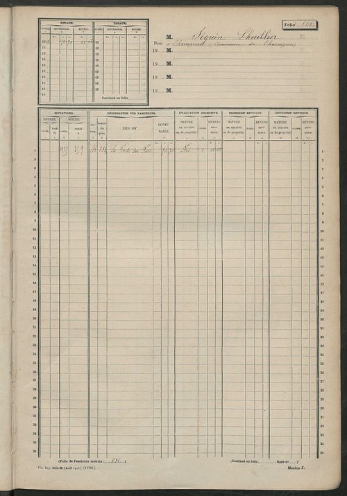 Matrice des propriétés non bâties, fol. 501 à 724.