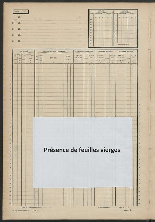Matrice des propriétés non bâties, fol. 501 à 724.