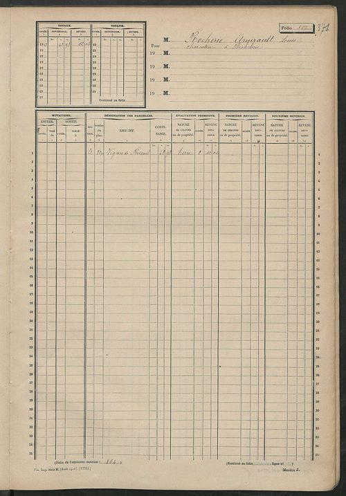 Matrice des propriétés non bâties, fol. 501 à 724.