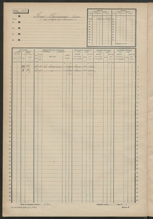 Matrice des propriétés non bâties, fol. 501 à 724.