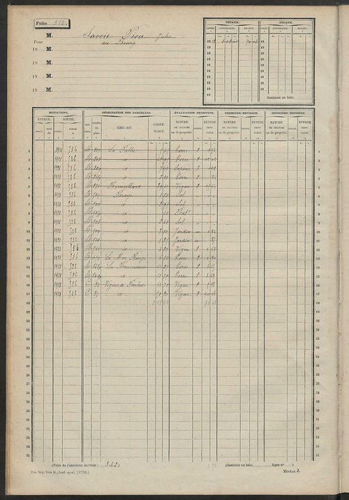 Matrice des propriétés non bâties, fol. 501 à 724.
