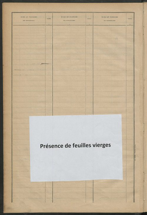 Matrice des propriétés bâties ; récapitulation ; table alphabétique des propriétaires.