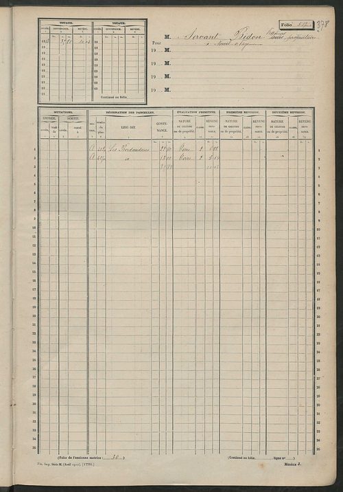 Matrice des propriétés non bâties, fol. 501 à 724.