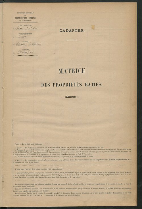 Matrice des propriétés bâties ; récapitulation ; table alphabétique des propriétaires.
