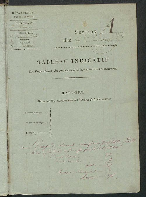 Etats de sections ; relevé des numéros de même nature de culture.