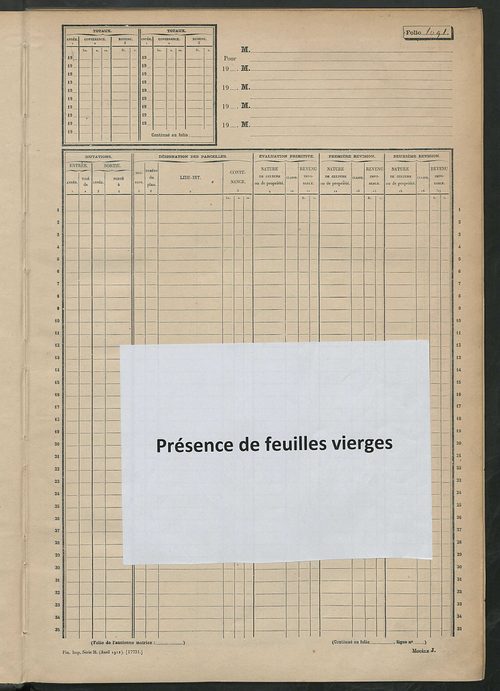 Matrice des propriétés non bâties, fol. 1089 à 1183.