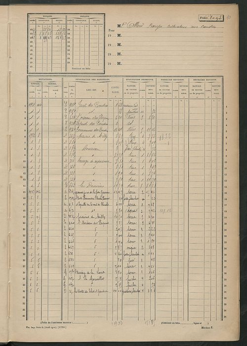 Matrice des propriétés non bâties, fol. 1089 à 1183.