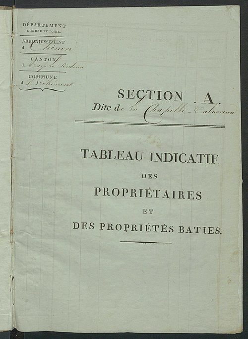 Tableau indicatif des propriétaires et des propriétés bâties.
