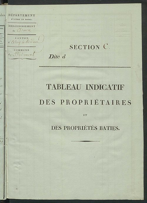 Tableau indicatif des propriétaires et des propriétés bâties.