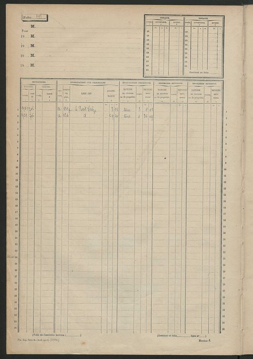 Matrice des propriétés non bâties, fol. 497 à 804.