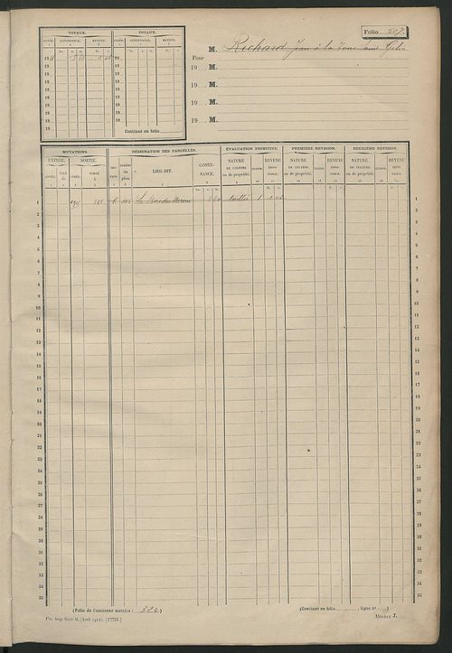 Matrice des propriétés non bâties, fol. 497 à 804.