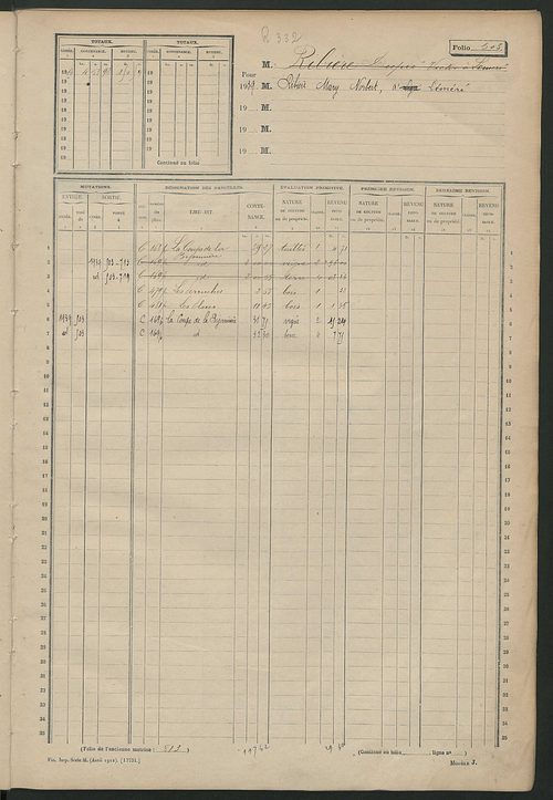 Matrice des propriétés non bâties, fol. 497 à 804.