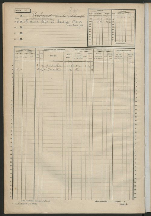 Matrice des propriétés non bâties, fol. 497 à 804.