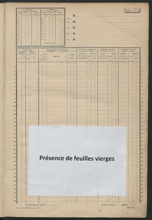 Matrice des propriétés non bâties, fol. 497 à 804.