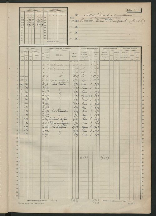 Matrice des propriétés non bâties, fol. 501 à 1000.