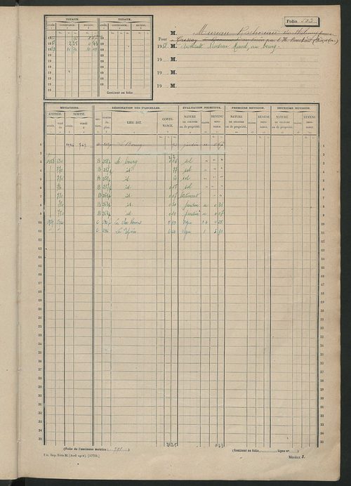 Matrice des propriétés non bâties, fol. 501 à 1000.