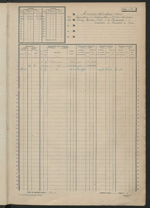 Matrice des propriétés non bâties, fol. 501 à 1000.