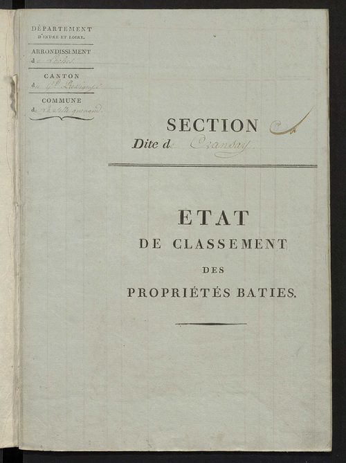 Etat de classement des propriétés bâties.