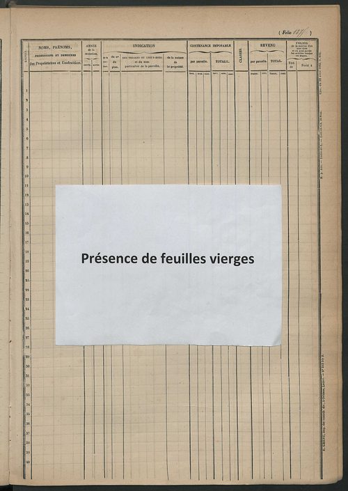 Matrice des propriétés foncières, fol. 1261 à 1660.