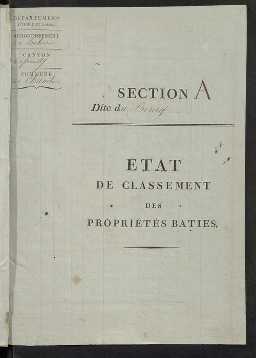 Etat de classement des propriétés bâties.