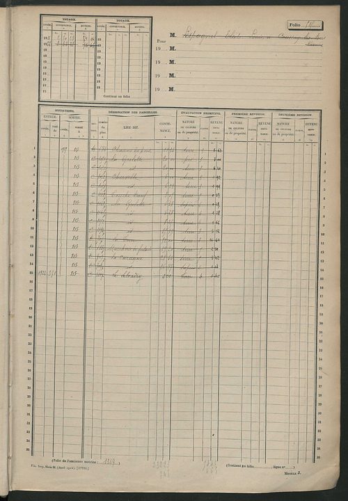 Matrice des propriétés non bâties, fol. 501 à 1000.