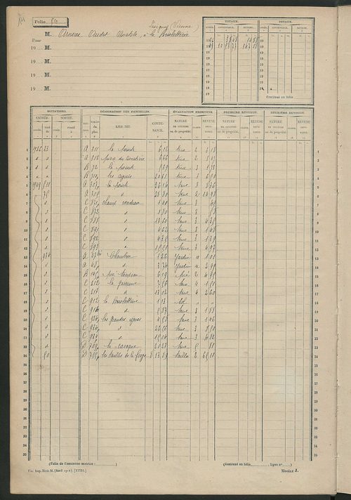 Matrice des propriétés non bâties, fol. 501 à 1000.