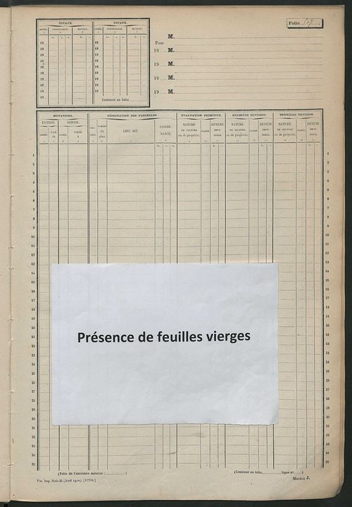 Matrice des propriétés non bâties, fol. 501 à 1000.