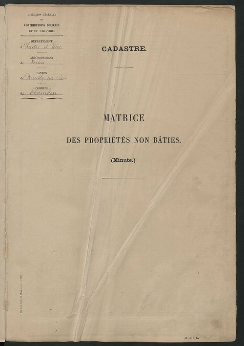 Tableau présentant les augmentations et les diminutions survenues dans la matière imposable ; récapitulation ; table alphabétique des propriétaires ; matrice des propriétés non bâties, fol. 1 à 500.