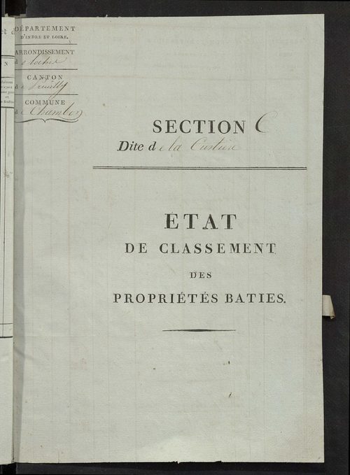 Etat de classement des propriétés bâties.