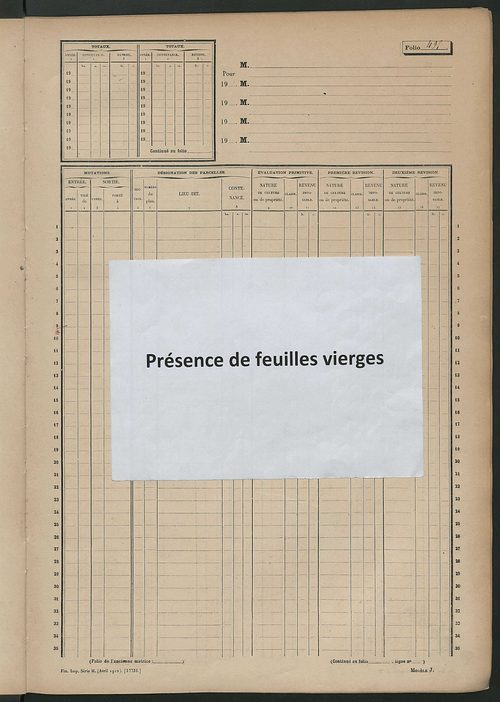 Matrice des propriétés non bâties, fol. 489 à 1073.