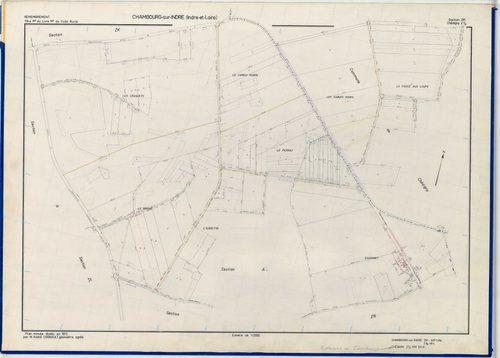 Section ZM, feuille 1 ; section ZN, feuille 1b avec extension sur Chédigny