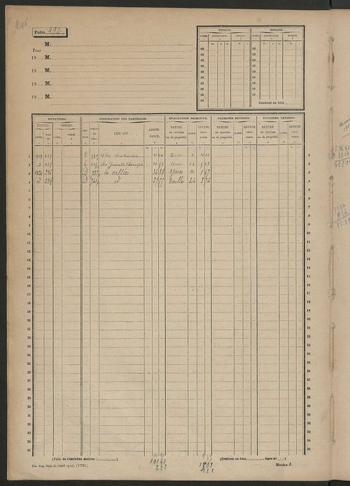 Matrice des propriétés non bâties, fol. 489 à 1073.